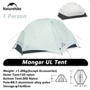 Naturehike Mongar 2 Camping Tent Ultralight Outdoor 3 Season Waterproof 20D Nylon Hiking Tent 2 Person Backpacking Tent