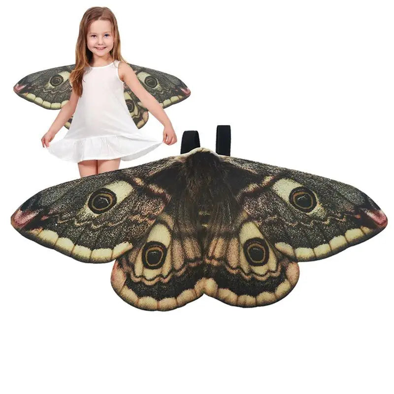 Kids Moth Wings Moth Wings Costume Cloak Shawl Butterfly Shawl Moth Cape For Girls Moth-Wings Dress-Up Pretend Play Party Favors