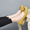 Cresfimix Women Cute Round Toe Green Pu Leather Spring Slip on Square Heel Shoes Lady Classic Black Office & Party Pumps A92e