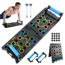 Portable Foldable Multi-Purpose Push-Up Board with Handles and Resistance Bands - Fitness Equipment, Home Gym Indoor Training