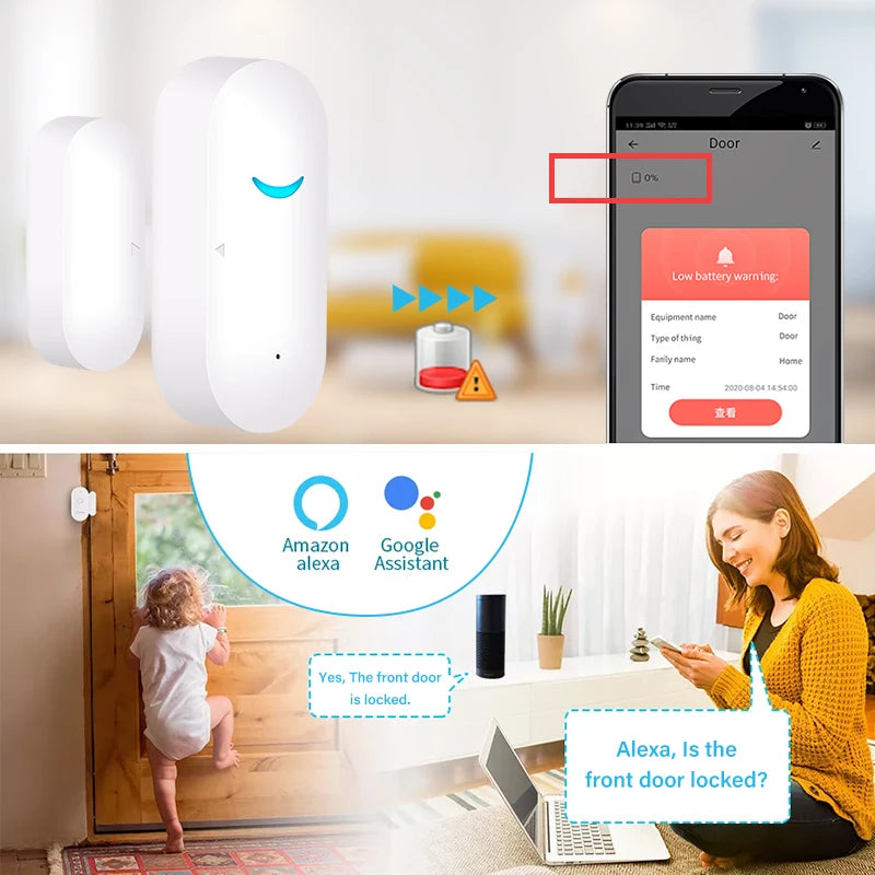 Tuya WiFi Door Sensor Window Sensor Smart Home Security-protection Alarm Work With Alexa Google Home Smart Life APP Control