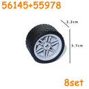 MOC Technical Tire Wheel Cross Hole Set Motorcycle Tyre & Rim Car Truck Wheels Hub Bricks Construction Building Blocks