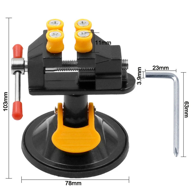 Mini Adjustable Fixed Electric Small Table Bench Vise 360 ° Rotatable Grinder Rotary Hand Drill Suction Cup Fixed Frame