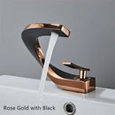 Tuqiu Bathroom Faucet Brass Rose Gold White Bathroom Basin Faucet Cold Hot Water Mixer Sink Tap Deck Mounted Black Rose Gold Tap