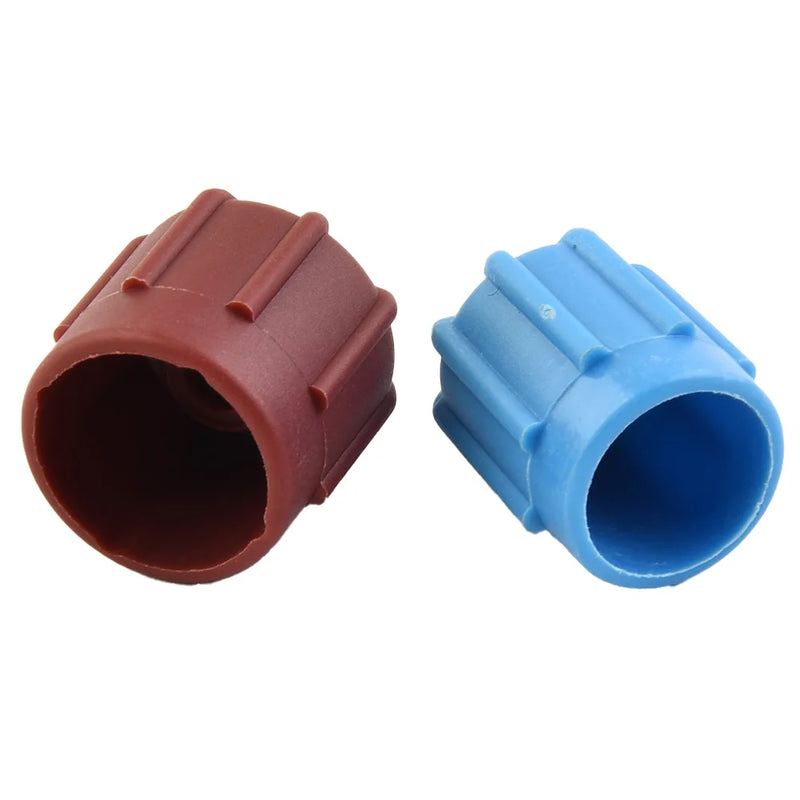 1 Pair Car A/C System Charging Port Service Cap R134a High Low Side Cap Brown Blue AC Cap Plastic Air Conditioning Accessorie