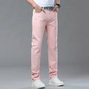 White Yellow Pink Red Fashion 5 Color Fashion Men's Stretch Jeans Slim Streetwear Korean Business Straight Casual Denim Trousers