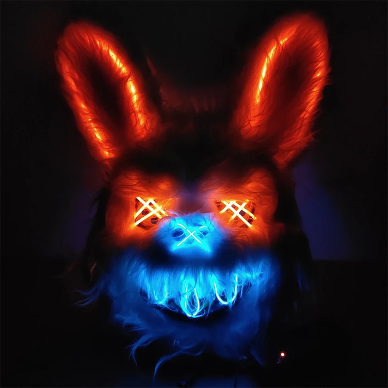 1pc Random Halloween Scary Mask LED Rabbit Bunny Mask, Bloody Plush Head Mask, Cosplay Costume Props Halloween Party