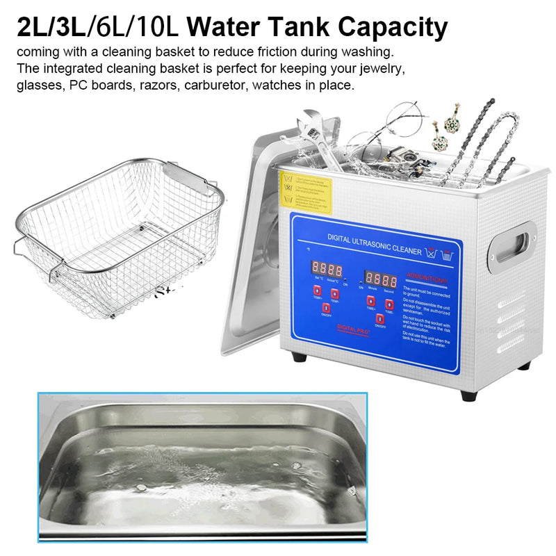 3L 6L 10L 2L Ultrasonic Cleaner Ultrasound Washing Machine Ultrasonic Heated Washing Bath Home Commercial Ultrasonic Cleaner