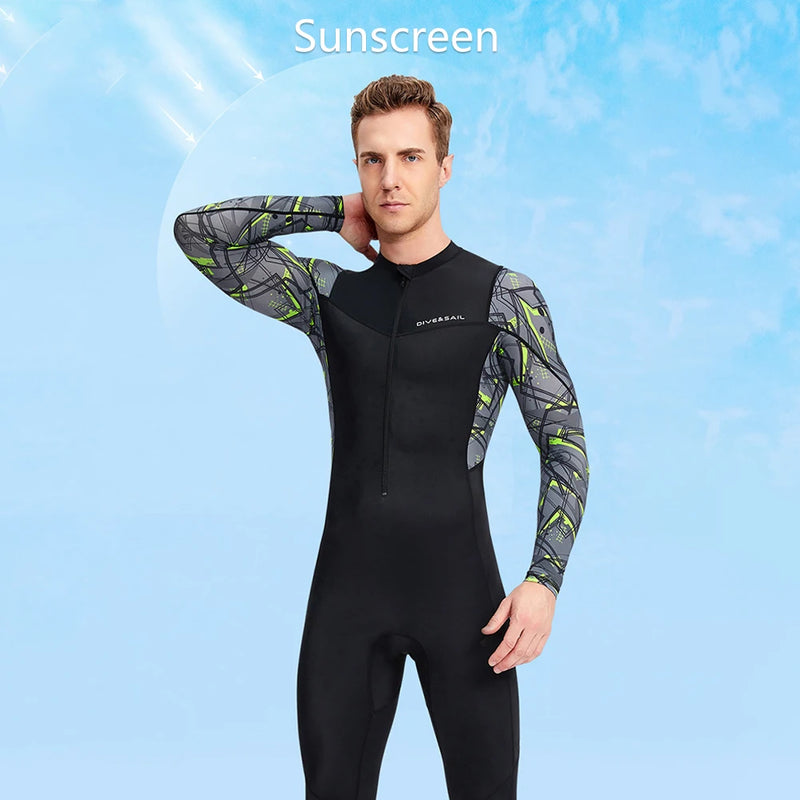 Men Diving Suit Long Sleeve Sunscreen Diving Protection Clothes Cold Proof with Zipper Elastic Breathable Water Sports Equipment
