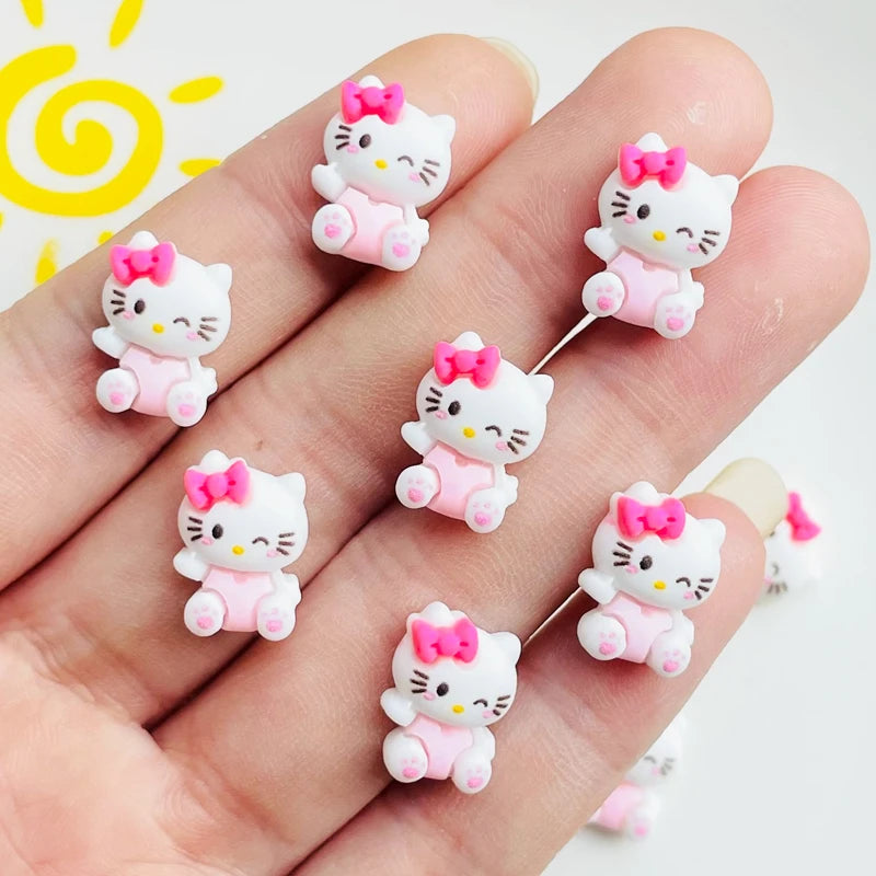 20 Pcs New Cute Cartoon Animal Kitten Resin Cabochon Scrapbooking DIY Jewelry Hairpin Craft Decoration Accessories