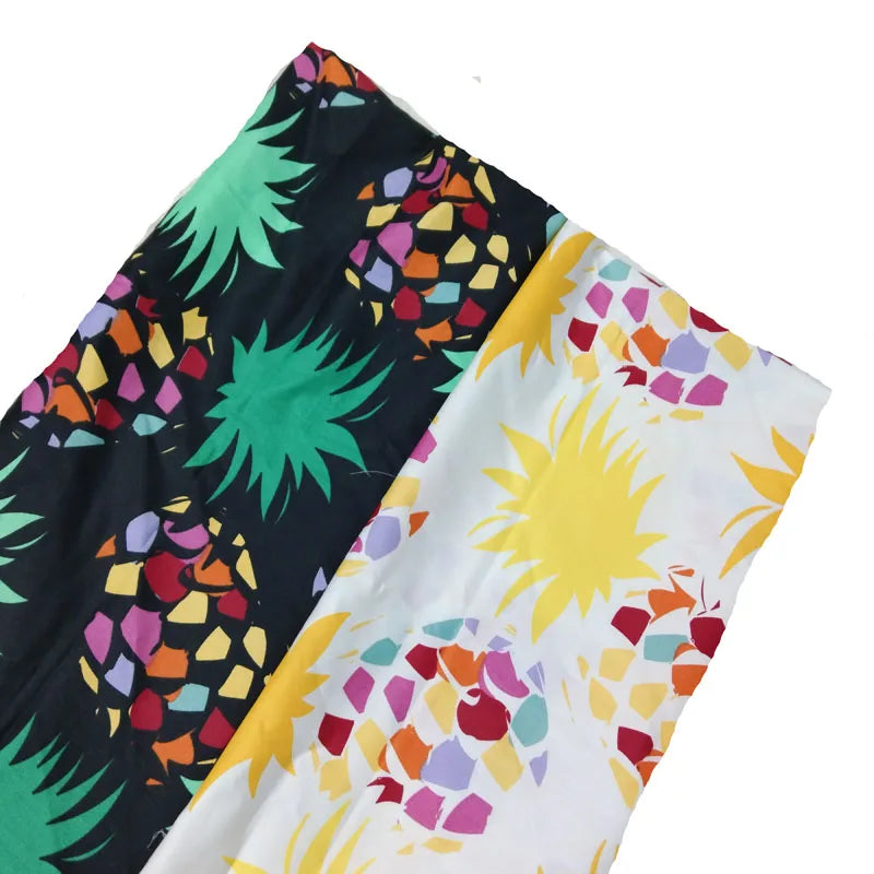 Graceful Pink Green Stripe Fruit  Series Apple Banana Printed Cotton Fabric 50x160cm For DIY Sewing Bedding Quilting Cloth Decor