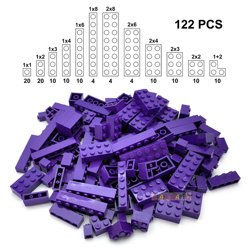 122pcs Thick Figures Bricks 12 Size DIY Building Blocks Educational Creative Size Compatible With 3001 Plastic Toys for Children