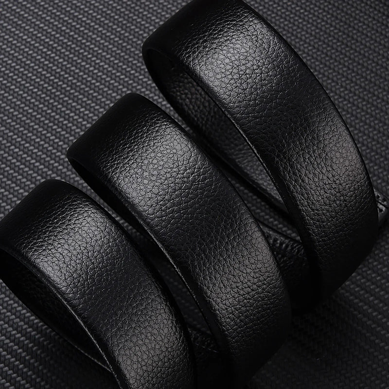 Genuine leather cow belt, men's belt with automatic buckle, trendy and versatile texture, middle-aged and young business belt