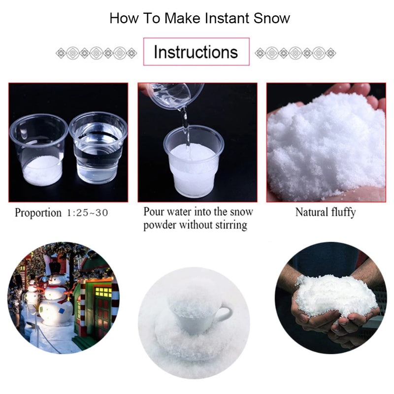 1/5/10bag Christmas Fake Magical Instant Snow Fluffy Super Absorbant Party Supplies Decorations For Christmas Wedding Snowflake