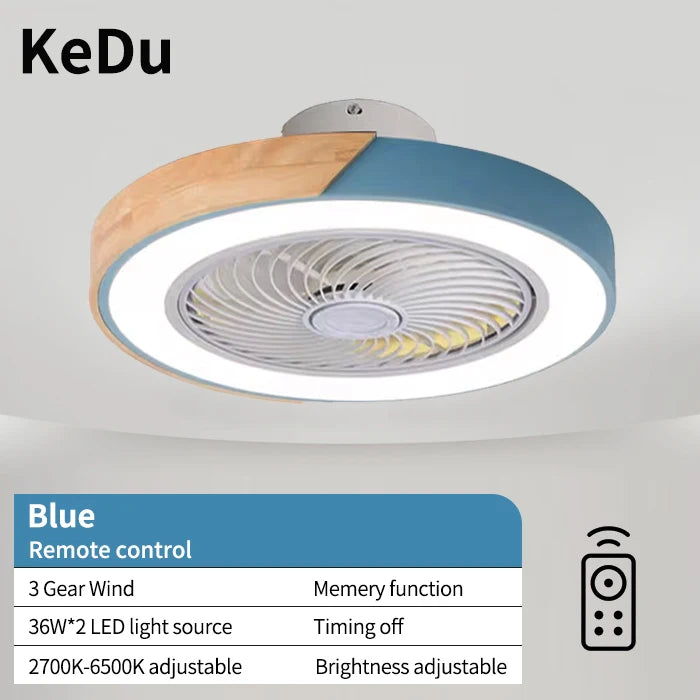 Bedroom ceiling fan light, intelligent voice invisible ceiling fan light, dining room home use Nordic macaron electric fan penda