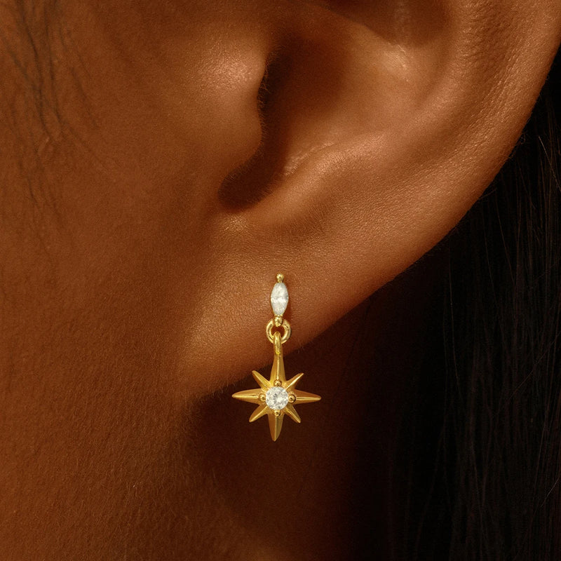 CANNER Trend 925 Sterling Silver Tassel Chains Star Zircon Flat Piercing Stud Earring For Women Girls Ear Bone Fine Jewelry Gift