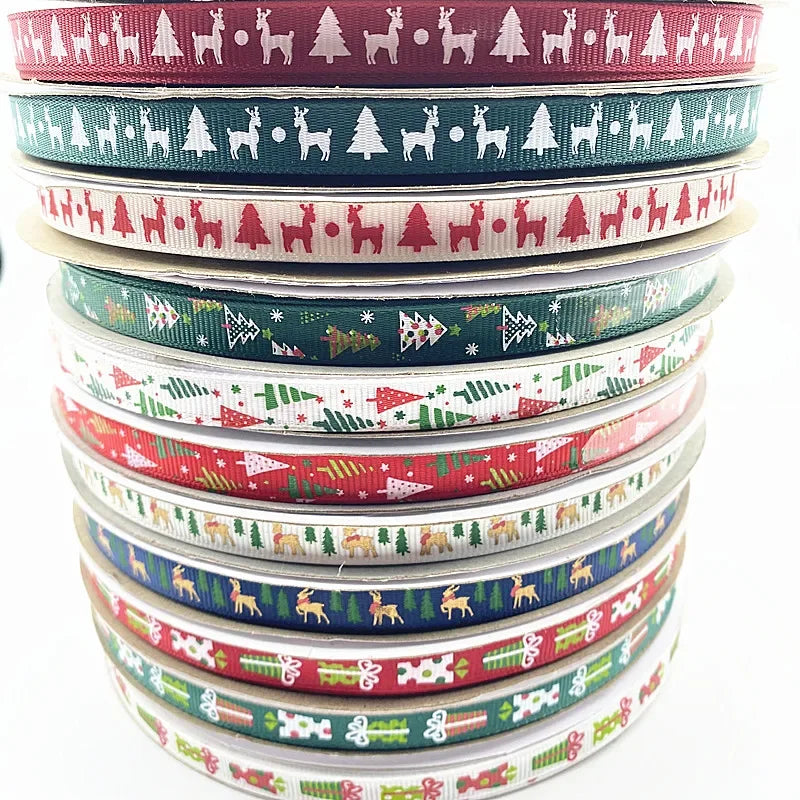 New 5 Yard 10 Mm Ribbed Christmas Ribbon Wedding Christmas Party Decoration DIY Craft Ribbon Card Gift Wrapping Supplies