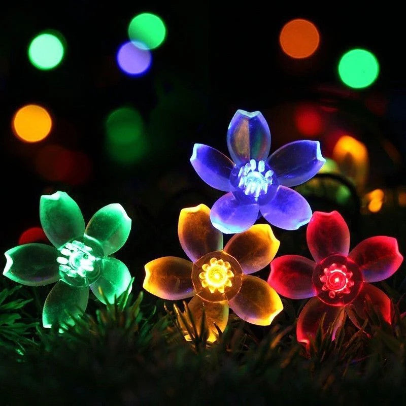 Led Cherry Blossom String Lights Battery Powered Flower Blossom Garland Fairy Lights Waterproof Outdoor Christmas Holiday Lights