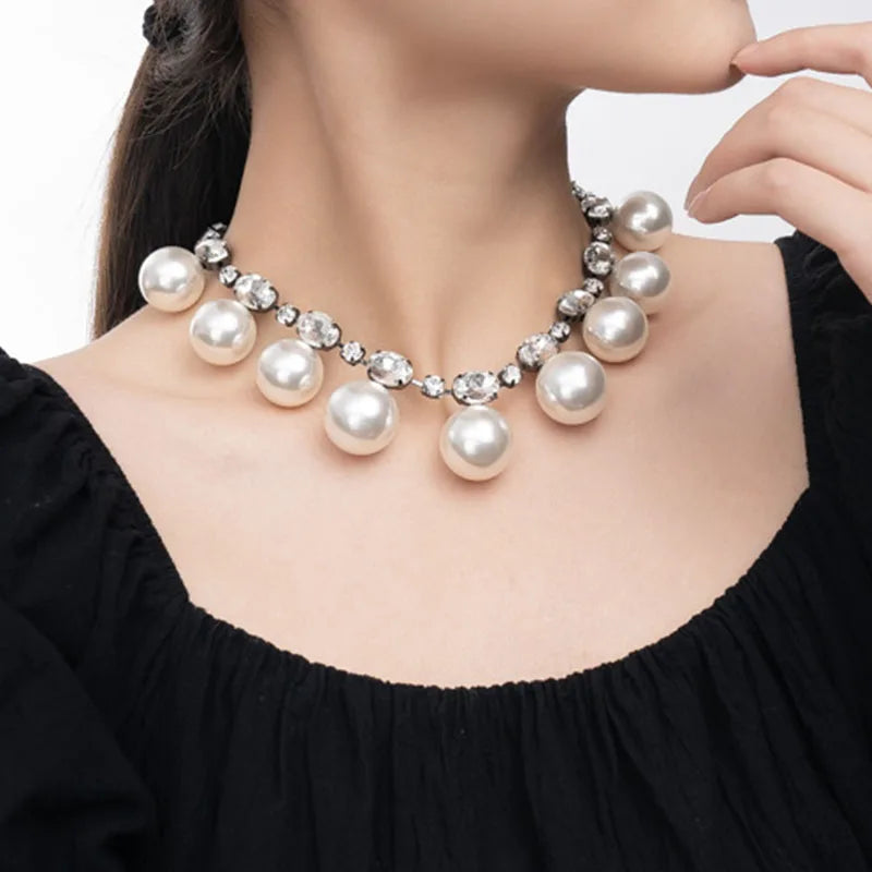 Women's Pearl Jewelry Set Multi Layer Faux Pearl Choker Necklace White Jewelry Sets for Women Girls Wedding and Themed Party