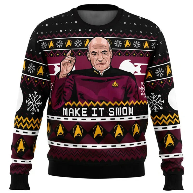 Captain Picard Star Trek Ugly Christmas Sweater Men Women Pullover Round Neck Long Sleeve Top Christmas 2025 New Sweatshirt