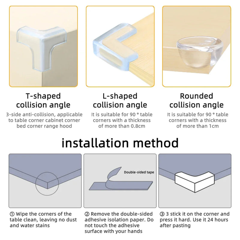 12PCS Baby Safety Silicone Protector Table Corner Edge Protection Cover Electric Socket Protection Children Anticollision Guards