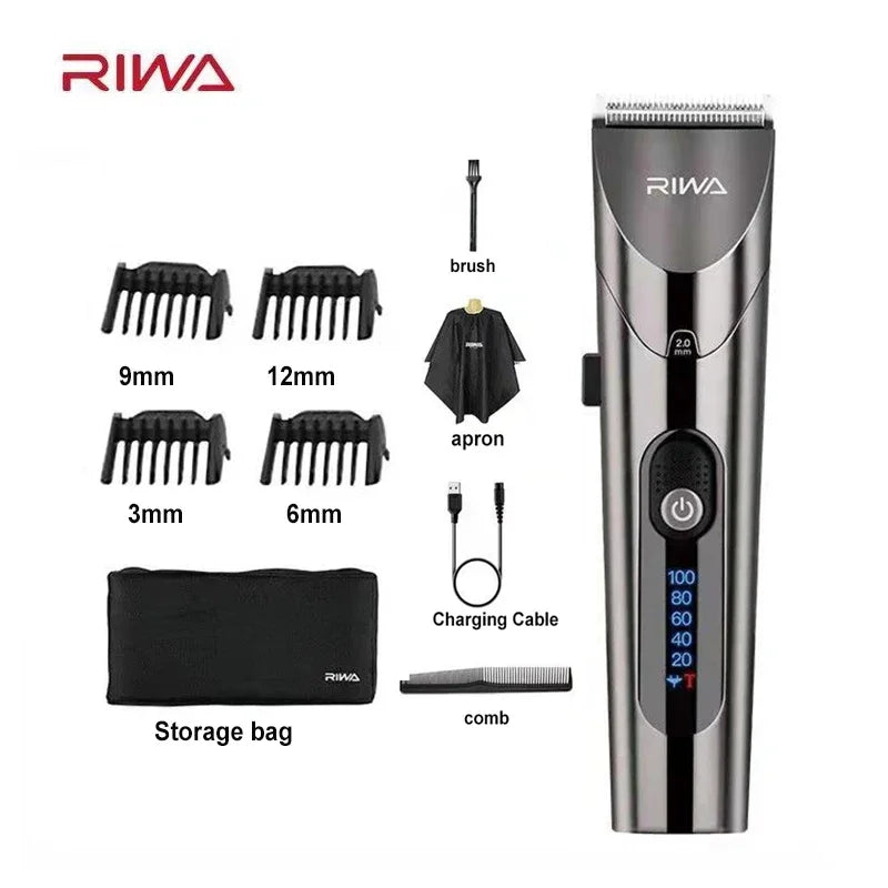 RIWA Electric Hair Clippers RE6305 Professional Cordless Barber Trimmer Speed Adjustable Rechargeable Men Hair Cutting Machine