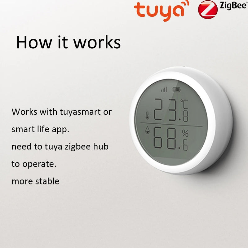 Tuya Zigbee Smart Temperature And Humidity Sensor With LED Screen Display Compatiable With Alexa Google Assistant