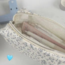 Cartoon Floral Printing Pen Bag Student Grils Stationery Bag Large Capacity Pencil Case Multifunctional Stationery Organizer