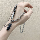 Men Stylish Black Stone Choker Necklaces,Chic Double Layers Chain Collar,Valentine's Father's Day Birthday Party Gift