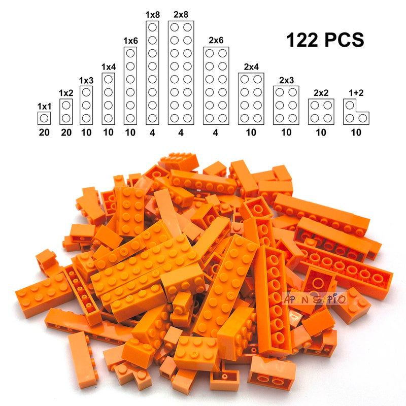 122pcs Thick Figures Bricks 12 Size DIY Building Blocks Educational Creative Size Compatible With 3001 Plastic Toys for Children