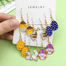 3 Pairs/Set Alloy Enamel Easter Egg Cute Cartoon Rabbit Design Earrings - Perfect Holiday Jewelry Gift