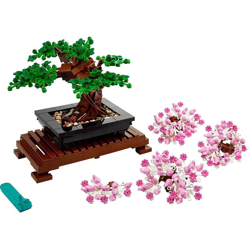 Bonsai Tree Flower Bouquet Perpetual Building Block Bricks Model Home Decoration Plant Potted Gift Kids Set Compatible 10281