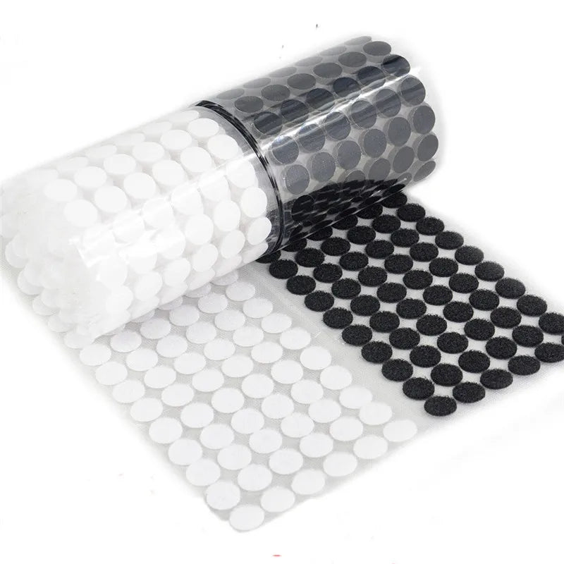 Wholesale 10/15/20mm Self  Fastener Tape White Transparent Dots Disc Adhesive Strong Glue Sticker Round Coins Hook Loop