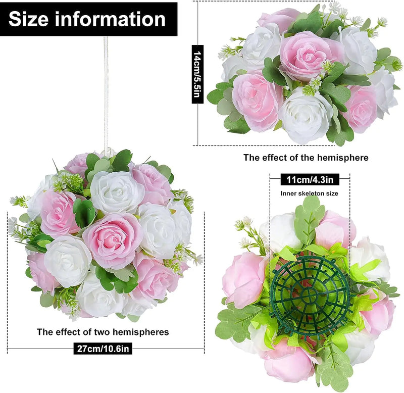 Wedding Flowers Rose Balls 2/6pcs Centerpieces Arrangement Flowers Ball for Wedding Birthday Party Valentine's Day Home Decor