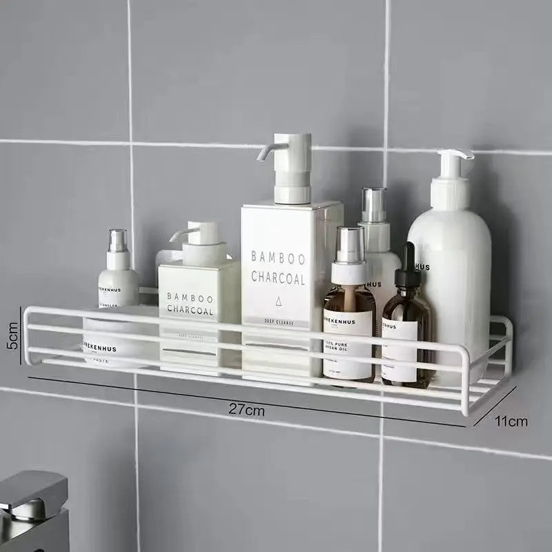 Bathroom Shelf Wall Mounted Corner Storage Shelves Shampoo Holder Cosmetic Rack Iron Shower Drain Basket Bathroom Organizer