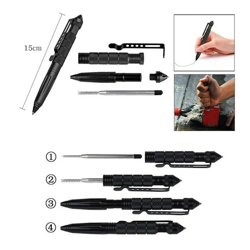 High Quality Metal Military Tactical Pen School Student Office Ballpoint Pens Emergency Glass Breaker Self Defense EDC Supplies