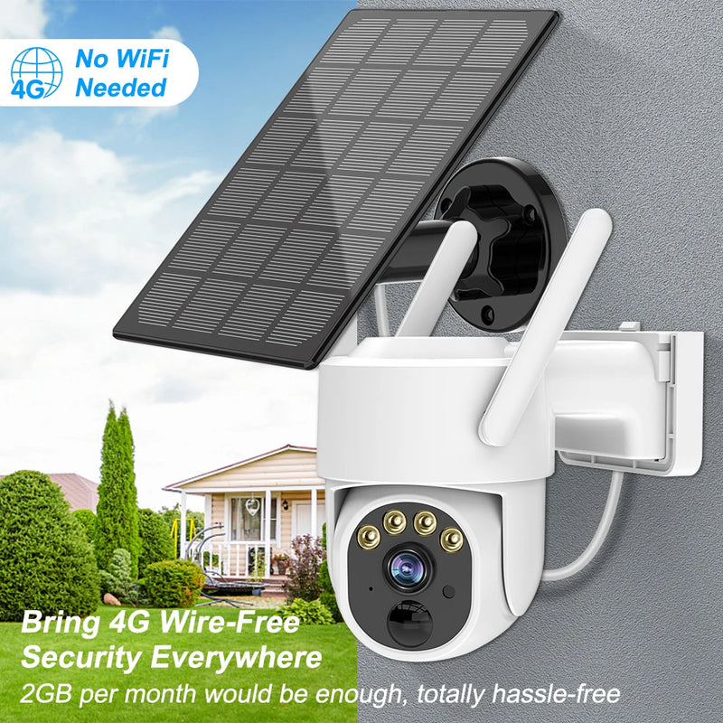 5X zoom security protection 3MP solar 4g sim 12000 mAh battery powered 3W solar Outdoor surveillance cam camera wifi sim