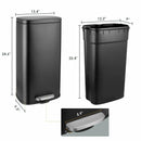 Resistant Rectangular Trash Can With Soft-Close Foot Pedal, Brushed Stainless Steel, 30L, Satin Nickel Finish