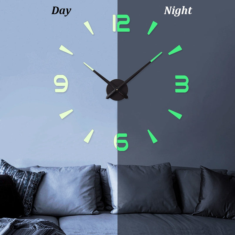 Large Wall Clock Quartz 3D DIY Big Watch Decorative Kitchen Clocks Acrylic Mirror Sticker Oversize Wall Clocks Home Letter Decor