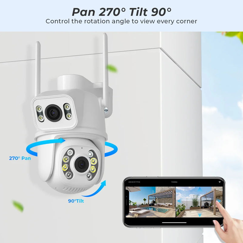 BESDER 8MP WiFi Camera PTZ Dual Screens Auto Tracking Night Vision CCTV Surveillance Camera Outdoor 4MP Security IP Camera icsee