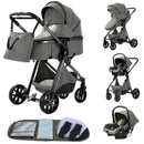 Newest Baby Stroller 3 in 1 Lightweight High Landscape Baby Carriage Aluminum Frame Travel System with Car Seat Pram for Newborn