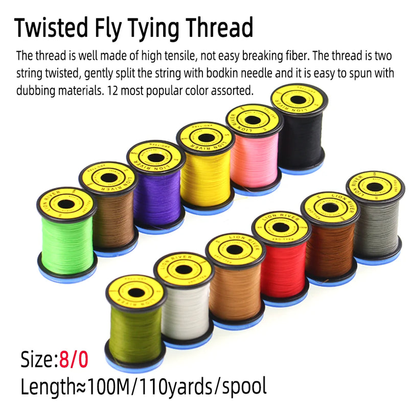 Vampfly 1spool 8/0 Twisted Fly Tying Thread High Tensile Nylon Line Fly Tying Material for Nymph Dry/Wet Fly Streamer Trout Fly