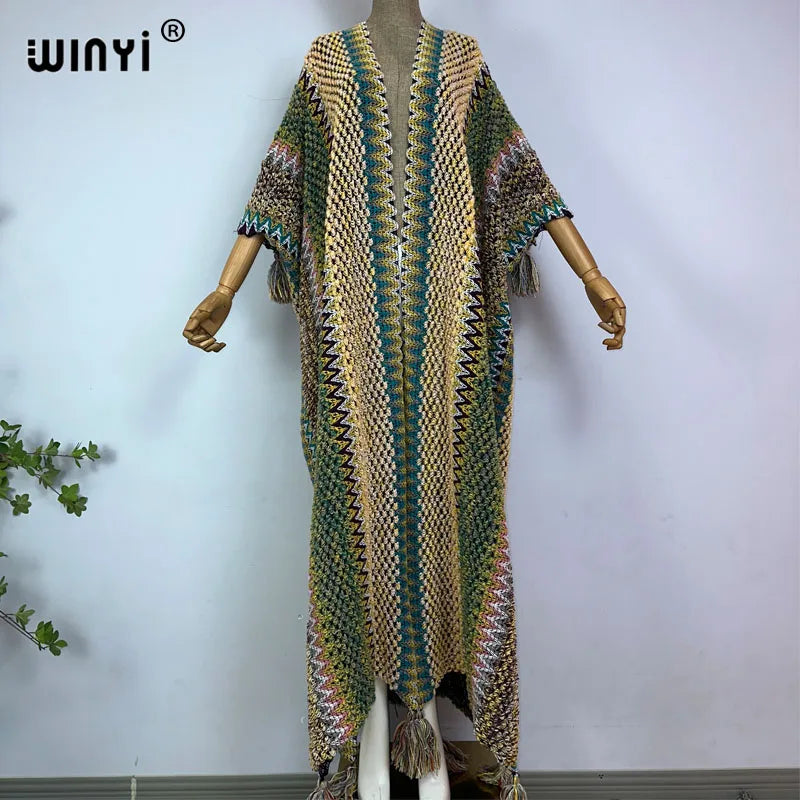 WINYI woman Winter Knitted cardigan coat Loose Christmas Fashion hipster party dress Thick Warm free size Female cloke overcoat