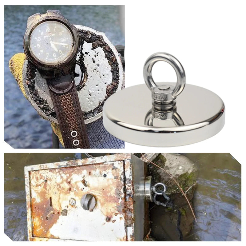 Super Strong Neodymium Fishing Magnets Heavy Duty Rare Earth Magnet with Countersunk Hole Eyebolt for Salvage Magnetic Fishing