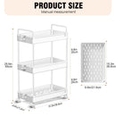 3/4 Tier Storage Trolley with Wheels, Rolling Cart with Hooks, Easy Assembly, for Bathroom, Kitchen, Office, Black/White