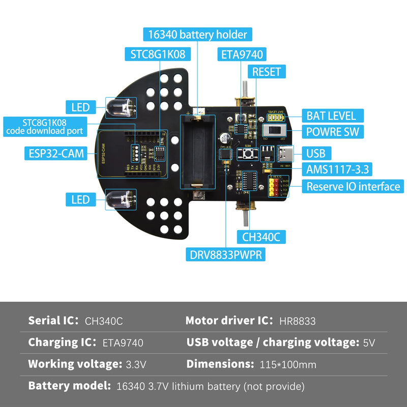 Keyestudio ESP32 Vision Smart Car For Arduino Robot For Programming With ESP32 Camera Support Arduino C Programming DIY RobotKit