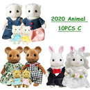 Easter Bunny 10-18Pcs Forest Family Miniture Animals Doll Toy Simulation 1:12 Reindeer Panda Figure Girl Dollhouse Birthday Gift