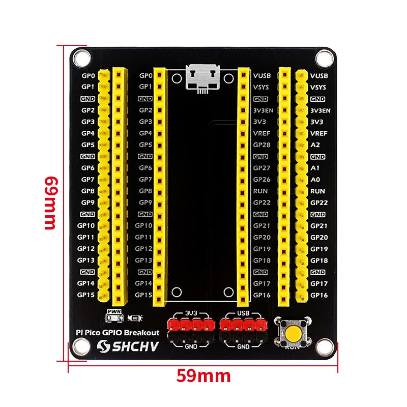 Raspberry Pi Pico GPIO Breakout Extender DIY Expansion Board Male Female Pin with Switch for RPI Pico W