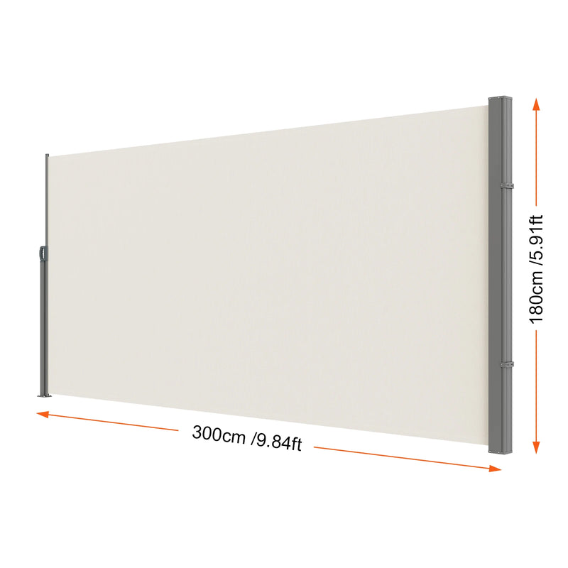 SucceBuy Retractable Side Awning Outdoor Privacy Polyester Water-proof Retractable Patio Screen UV 30+ Room Divider Wind Screen