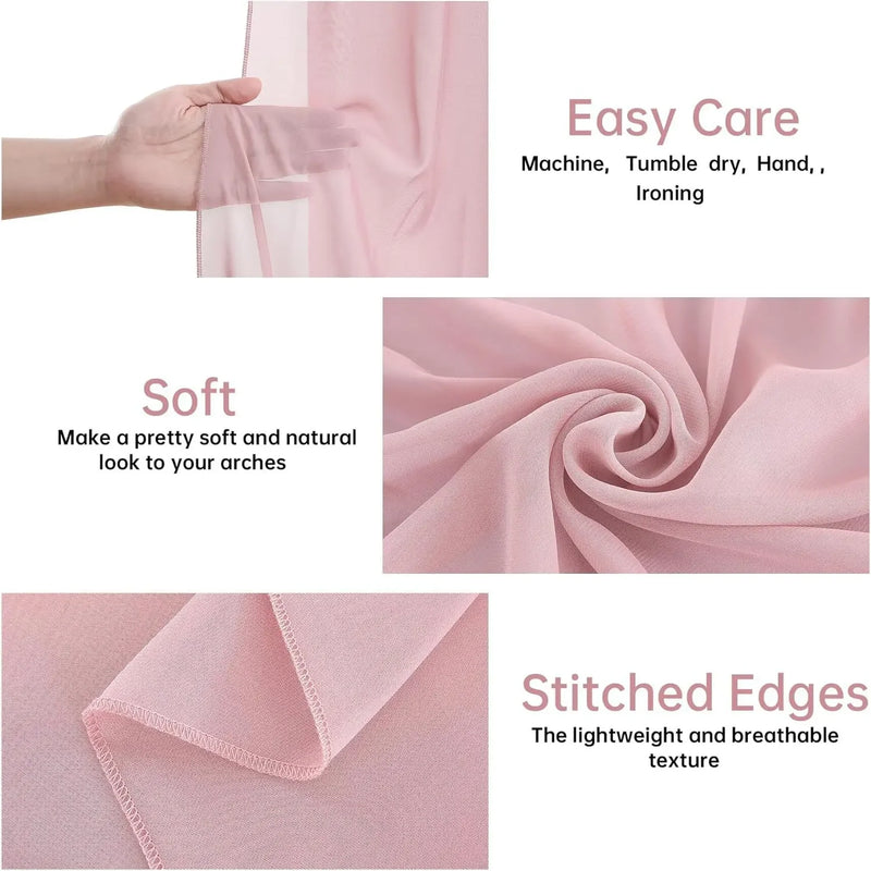 Pink Chiffon Wedding Arch Draping Fabric 300*75CM Sheer Backdrop Curtain for Wedding Ceremony Party Ceiling Home Decor